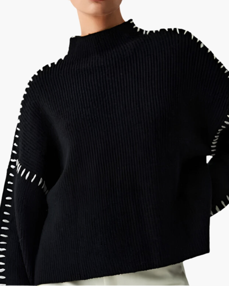 The Lila Stitch Sweater side profile black knitwear Italian Design