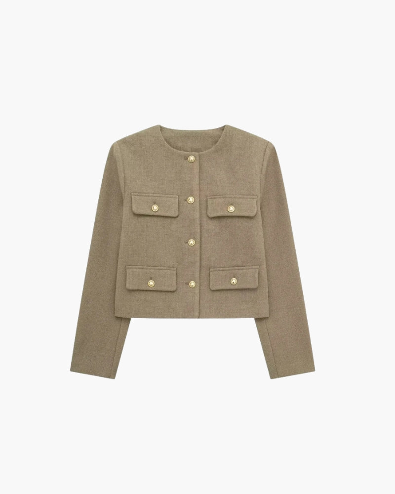 Savile Crop Blazer front view brown piece Italian Design