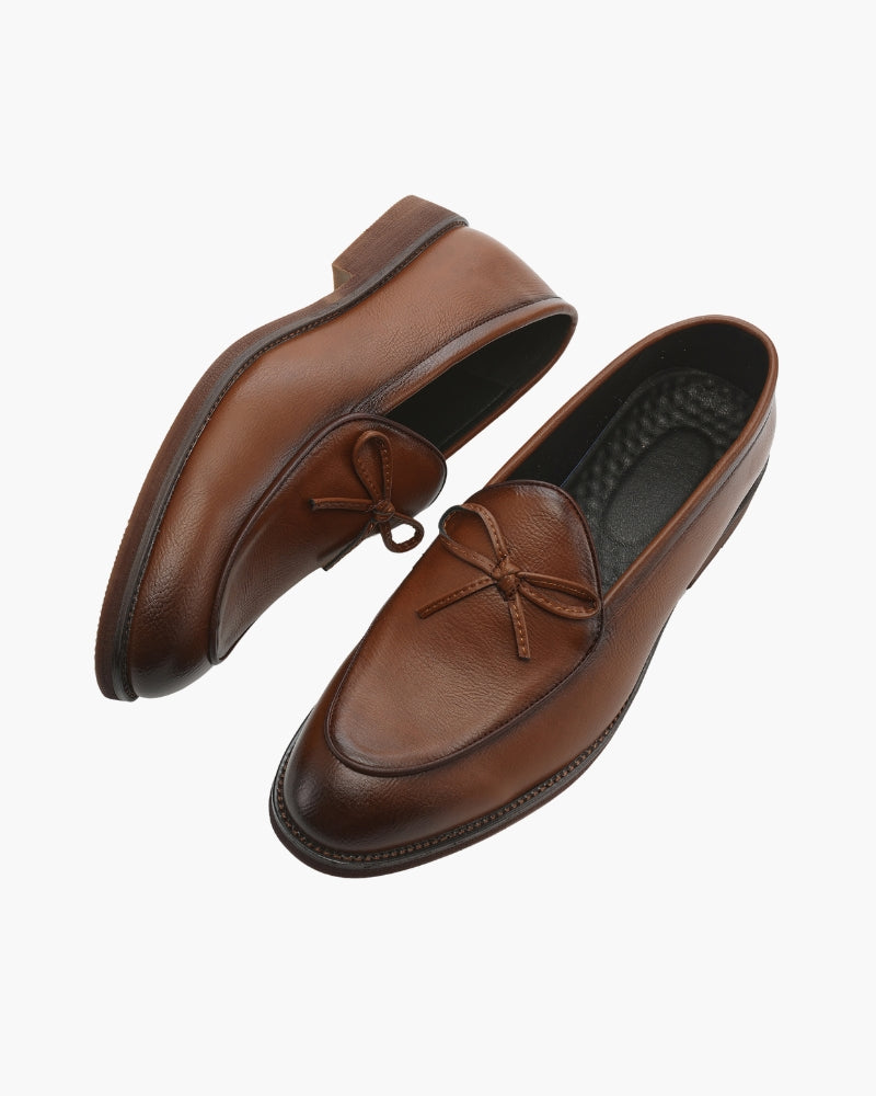 Hampton Lace Loafer on-body view brown shoe Italian Design