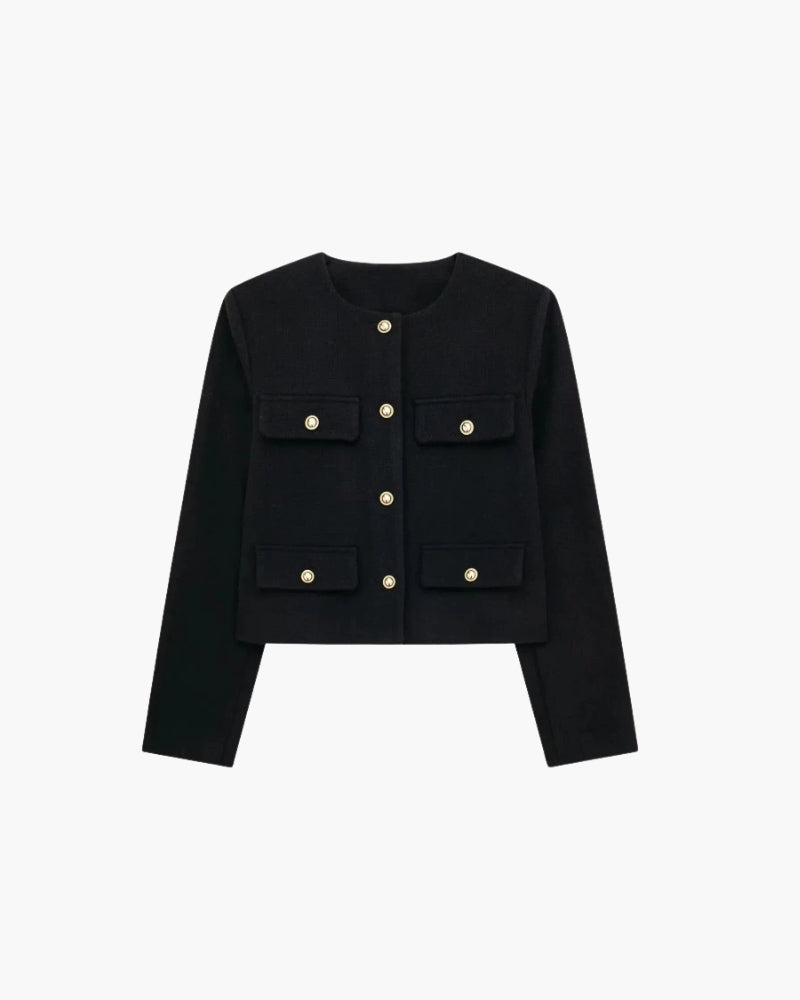 Savile Crop Blazer editorial view navy piece Italian Design