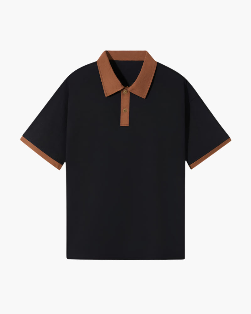 Como Cotton Polo on-body view green cotton polo contrast sleeve trim relaxed fit editorial