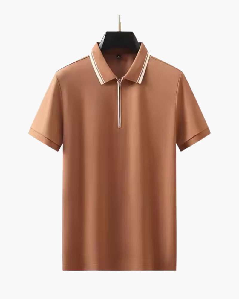 Ridgeway Zip Polo back view dark gray polo shirt Italian Design