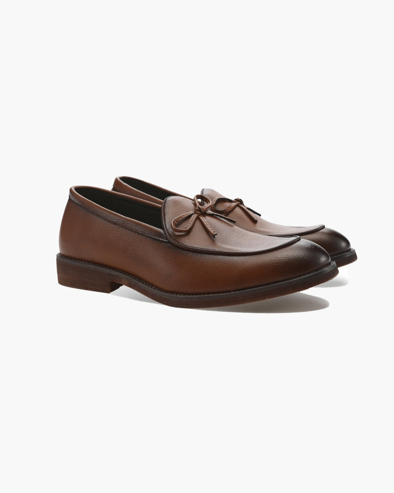 Hampton Lace Loafer front view brown shoe Italian Design