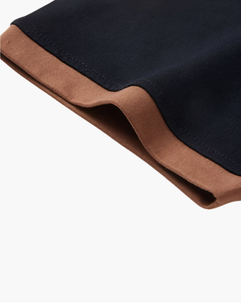Como Cotton Polo black cotton polo front view contrast collar minimal button placket Pianizzo