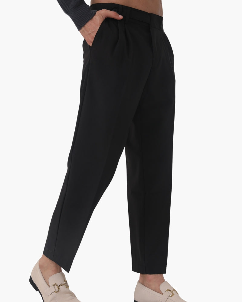 Verona Cotton Trouser beige trouser side profile tailored fit waist and leg line detail