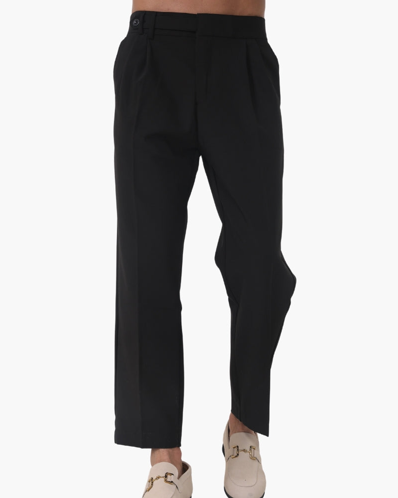 Verona Cotton Trouser on-body view brown trouser high waistband smart casual editorial