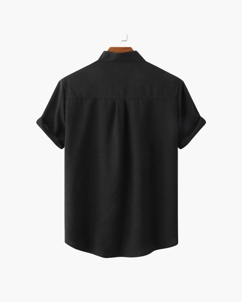 Monza Cotton Shirt on-body view gray short sleeve shirt breathable construction