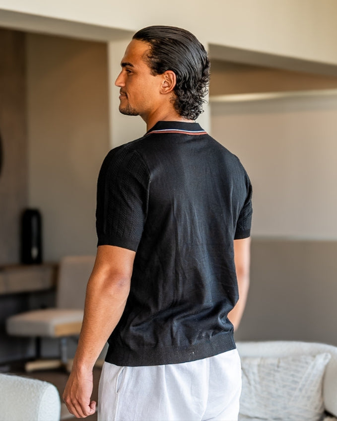 Ashford Knit Polo product view blue polo shirt Italian Design