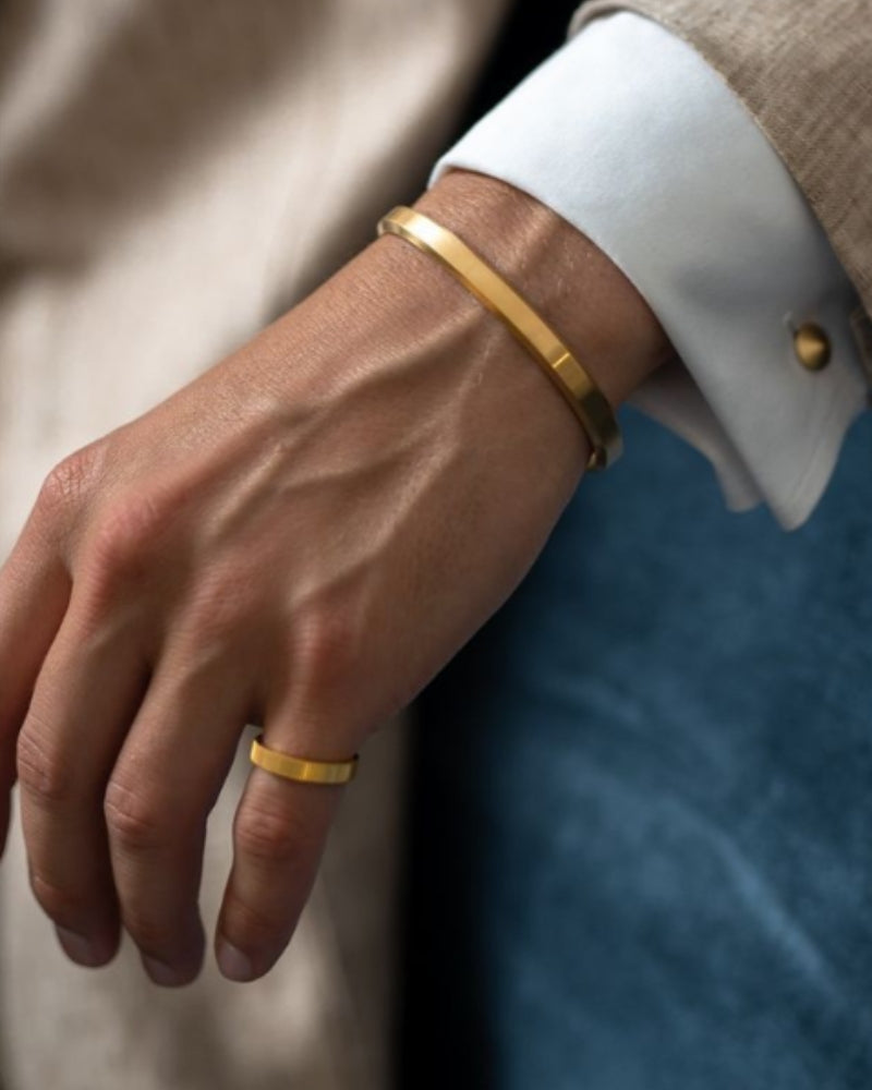 Core Cuff on-body view gold jewelry Italian Design