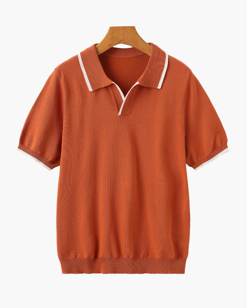 Monaco Edge Polo studio view navy polo shirt Italian Design