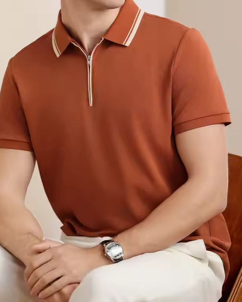 Ridgeway Zip Polo product view dark gray polo shirt Italian Design