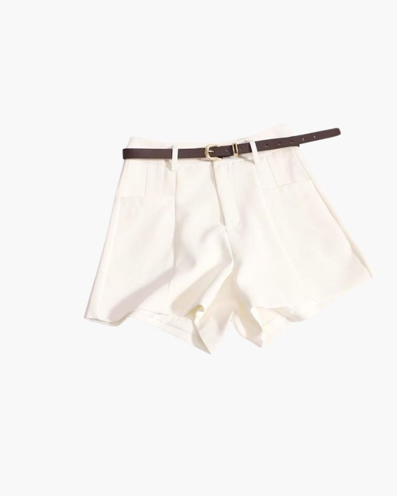 The Vintage Luxe Shorts front view white shorts Italian Design
