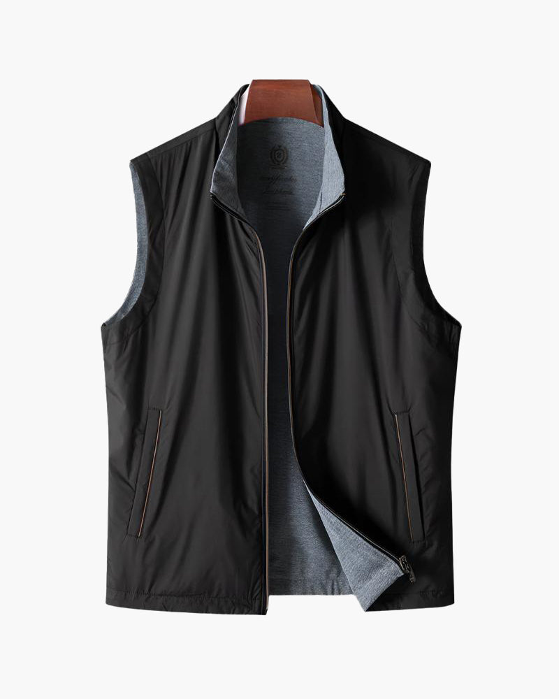 Slim Cut Fleece Bodywarmer front view black fleece Italian Design