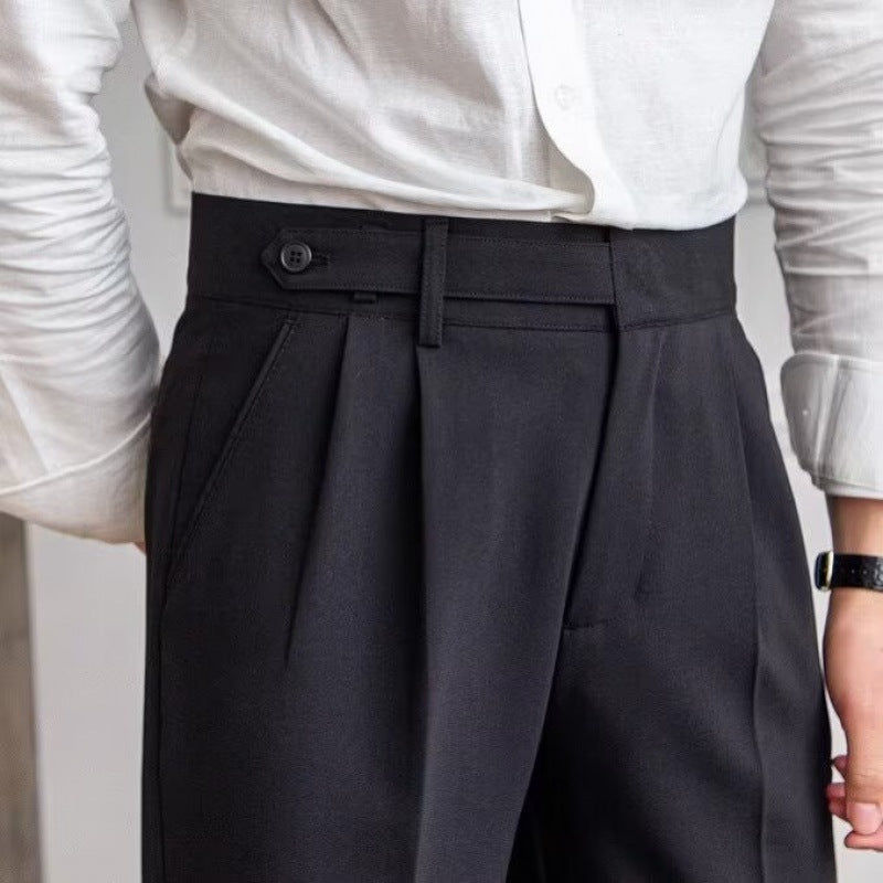 Verona Cotton Trouser beige high waist cotton trouser front view clean minimal styling