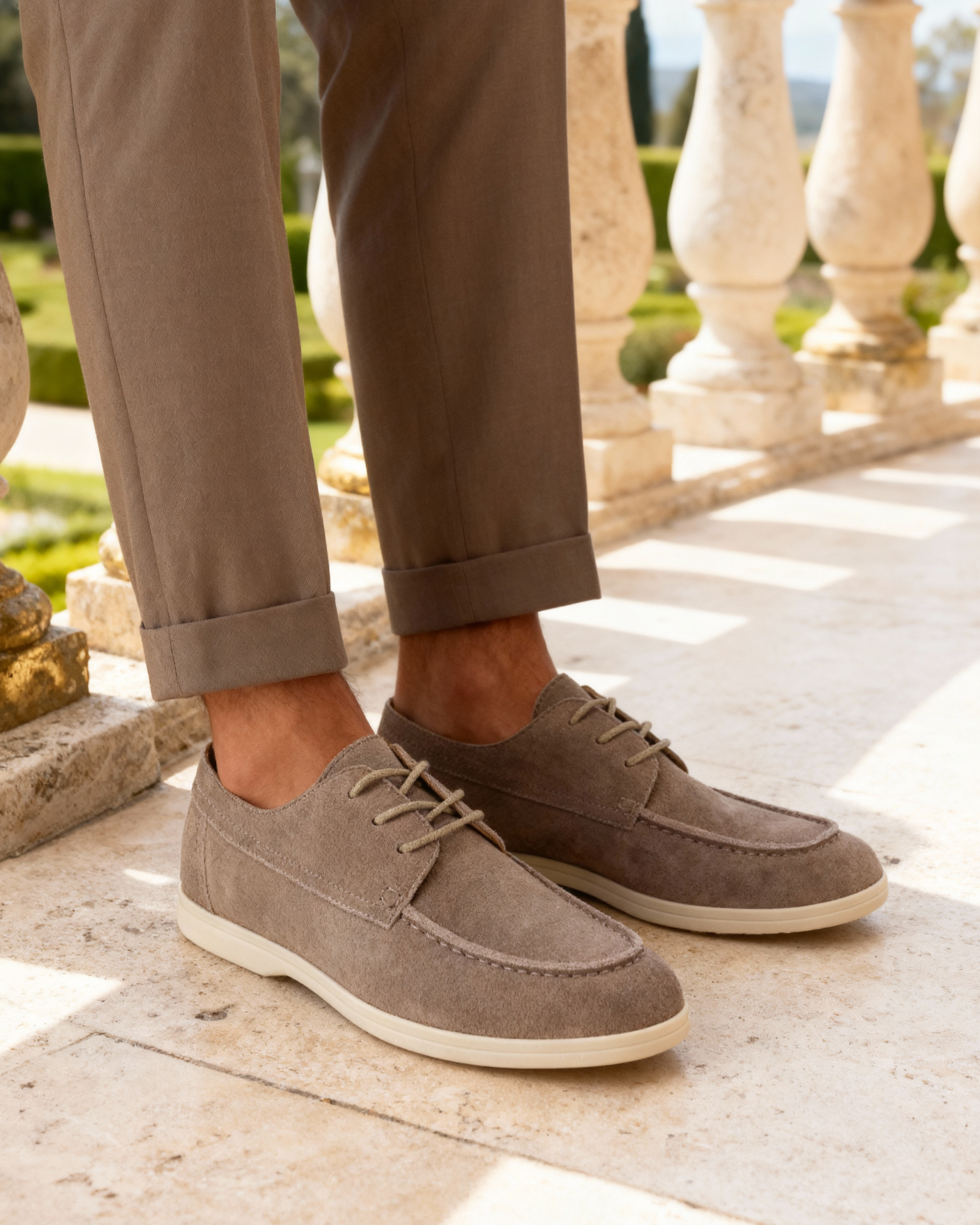 Premium Suede Lace Shoes front view mocha suede Italian Design