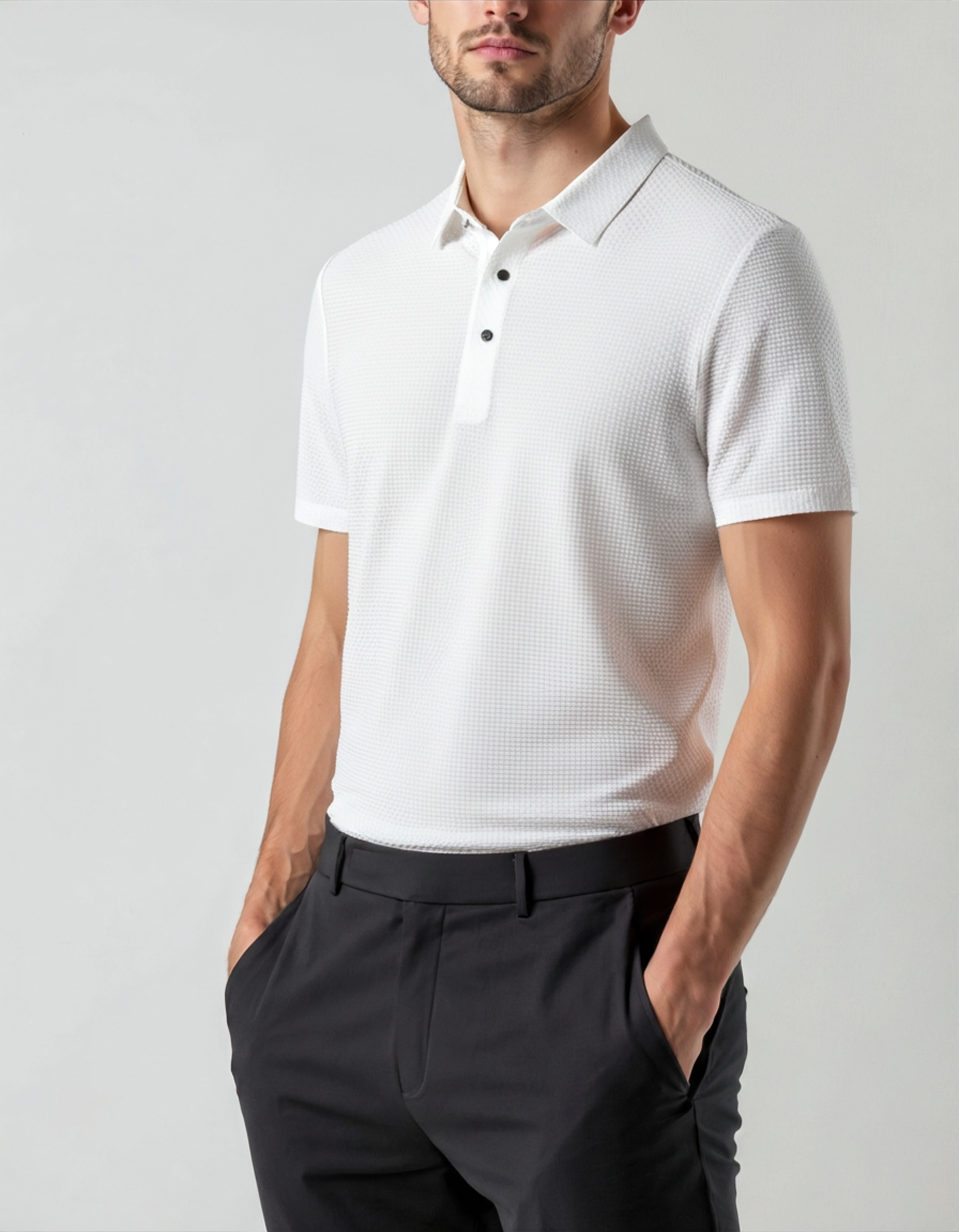 Bolzano Polo navy blue polo back view short sleeve clean minimal Italian Design