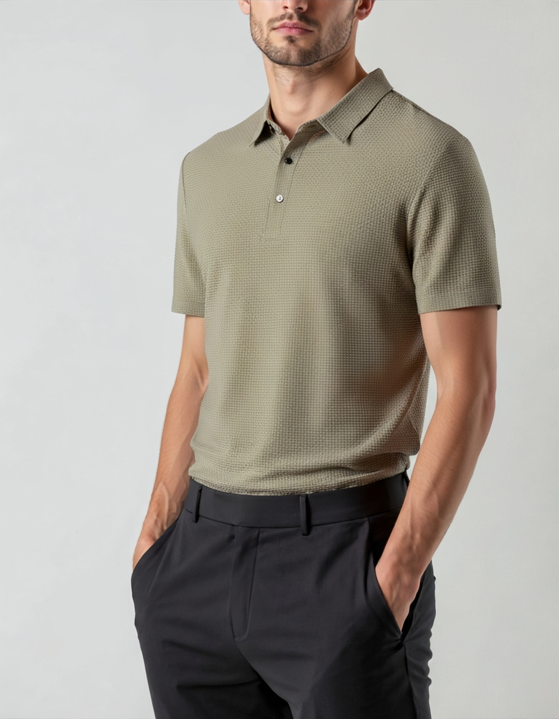 Bolzano Polo white short sleeve polo front view polo collar Pianizzo