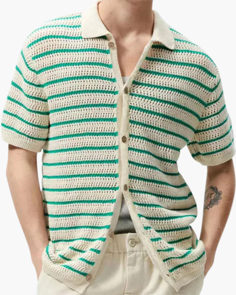 Marbella - Knitted Button Shirt on-body view shirt Italian Design