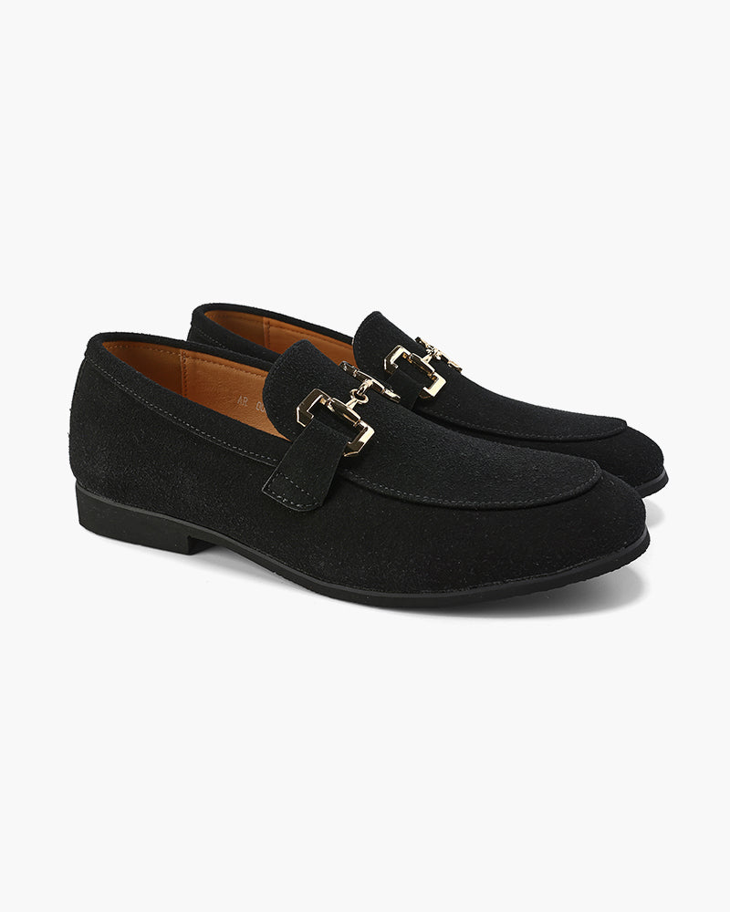 Luxury Suede Loafers front view black suede Italian Design