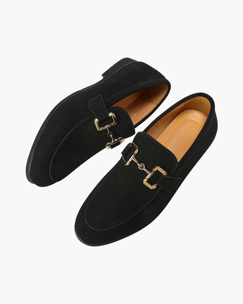 Luxury Suede Loafers side profile black suede Italian Design