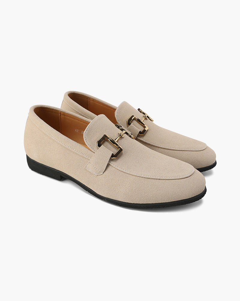 Luxury Suede Loafers back view nude suede Italian Design