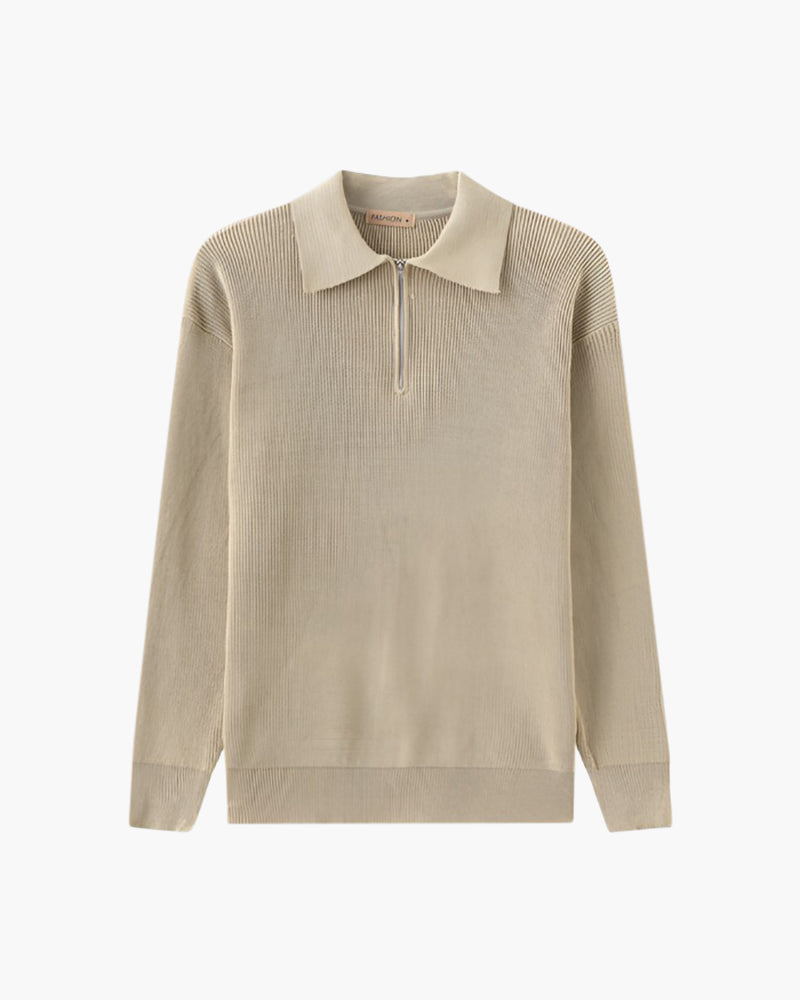 Cesare Half Zip Sweater product view light gray knitwear Italian Design
