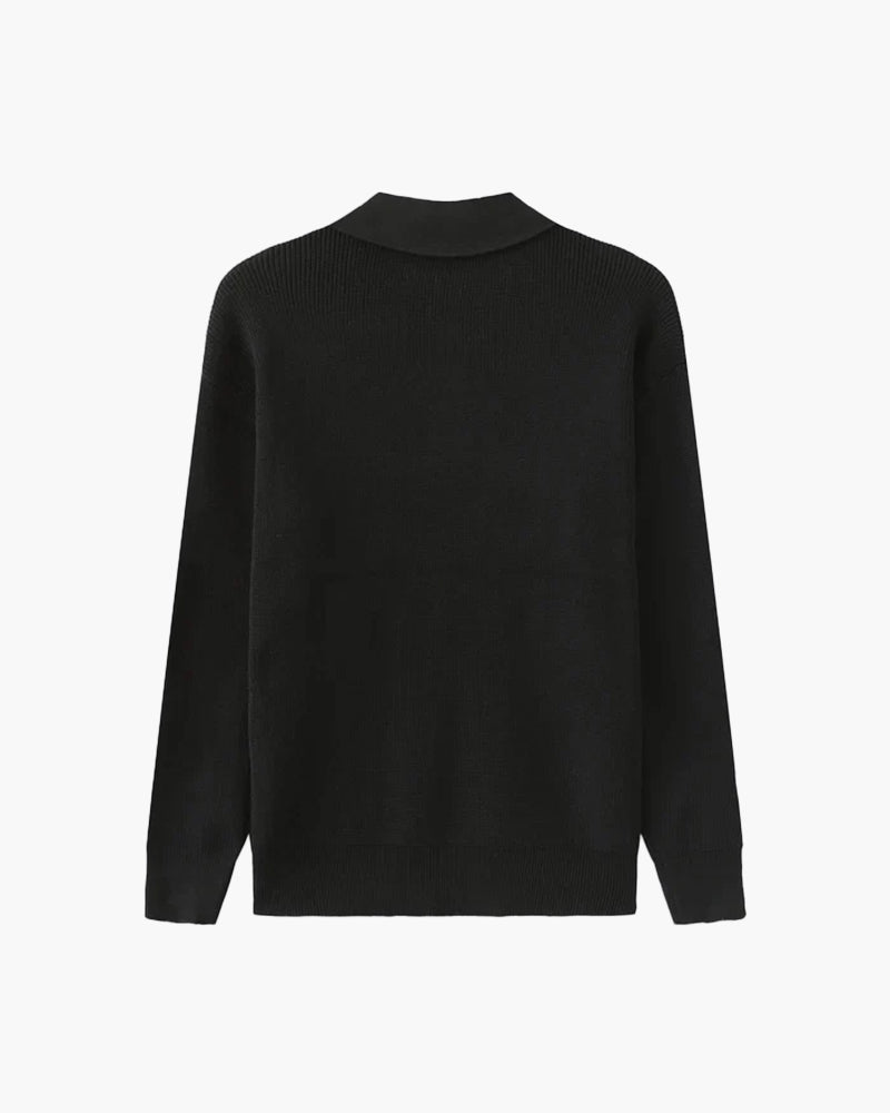 Cesare Half Zip Sweater fabric detail dark gray knitwear Italian Design