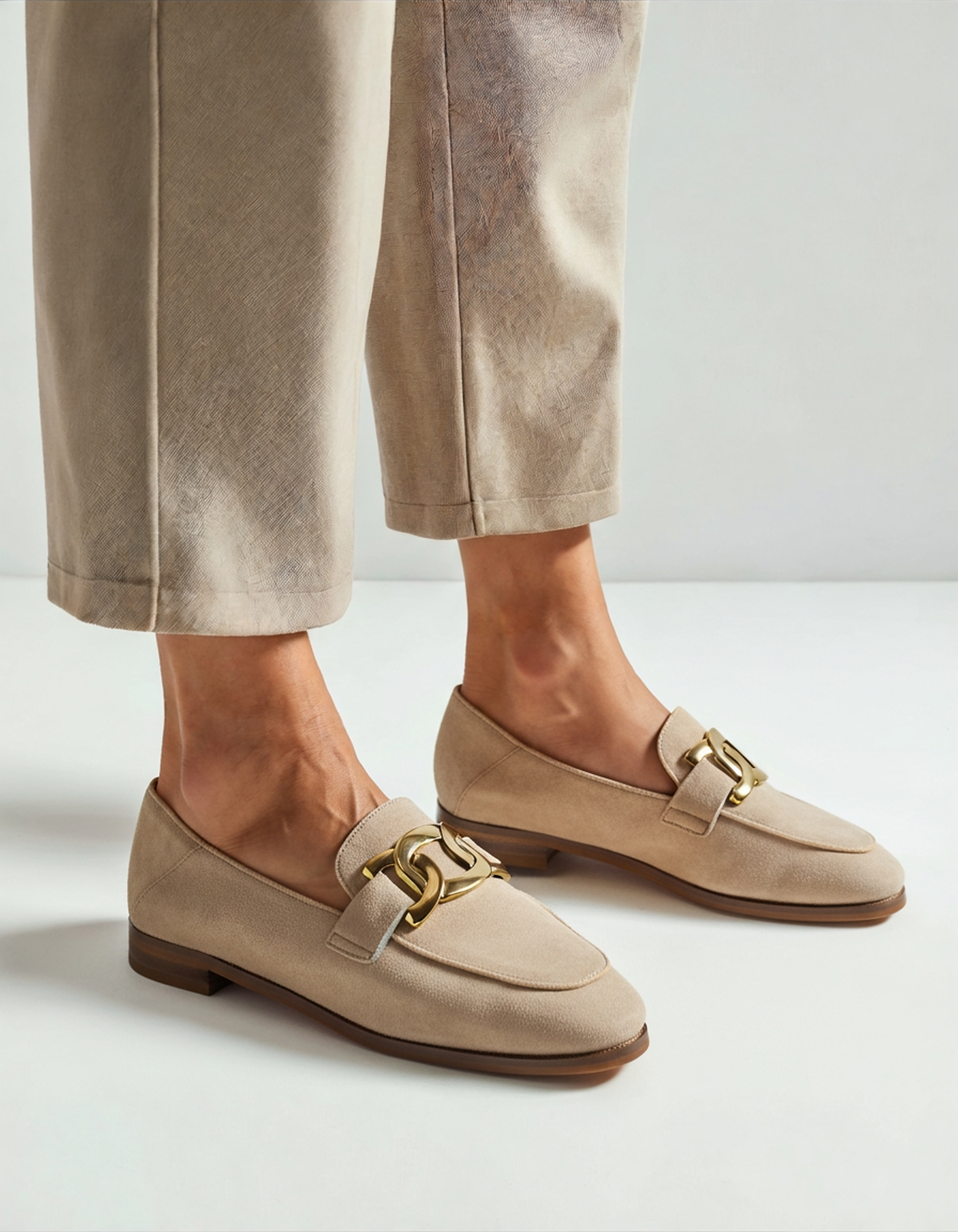 Duchess Loafers Suede front view beige suede Italian Design