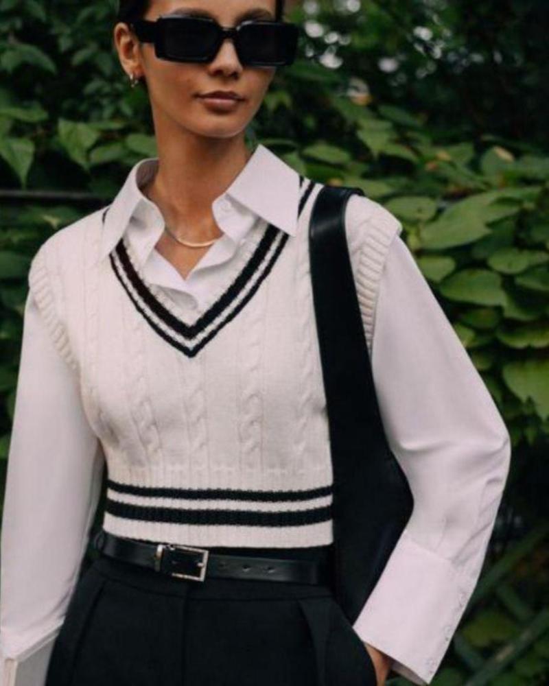 Lady's Rich Sweater Vest front view white knitwear Italian Design