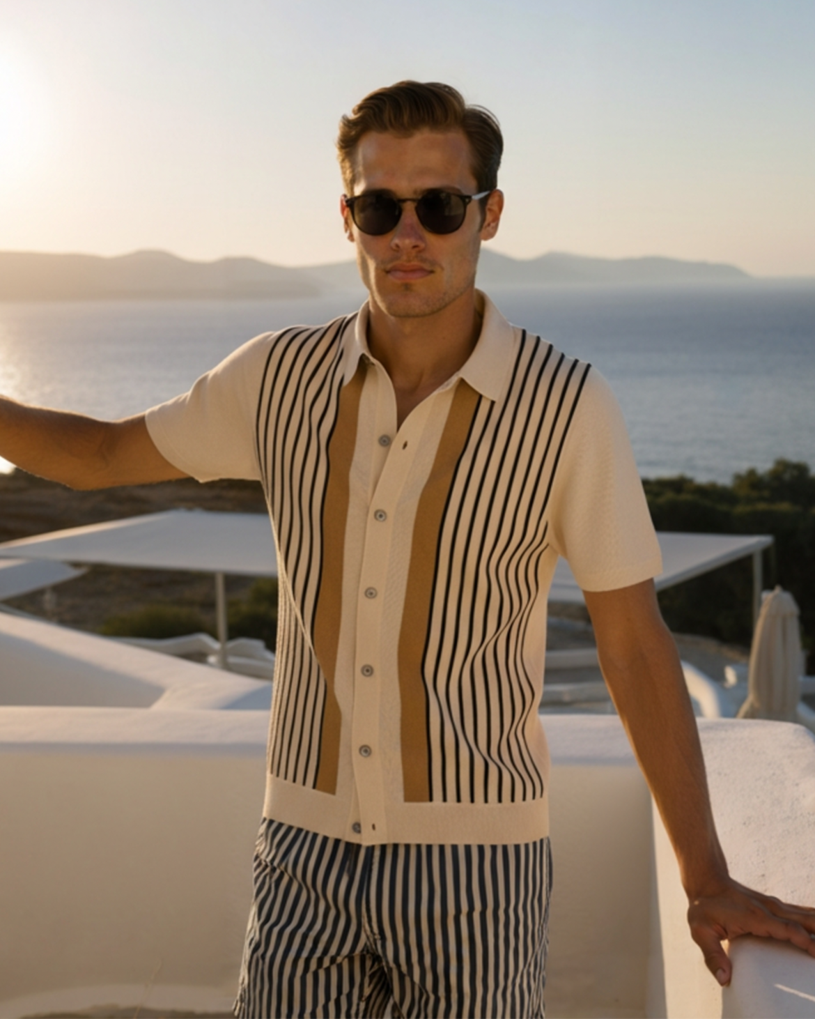The Monte Carlo Knit Polo front view polo shirt Italian Design