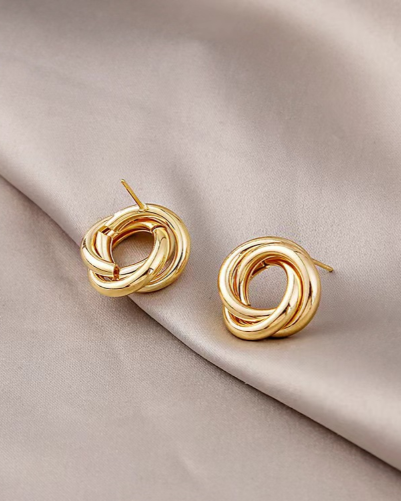 Aurelia Knot Studs on-body view jewelry Italian Design