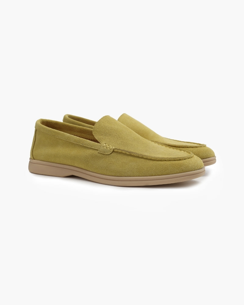 on-body men's suede loafer in marine blue formal styling