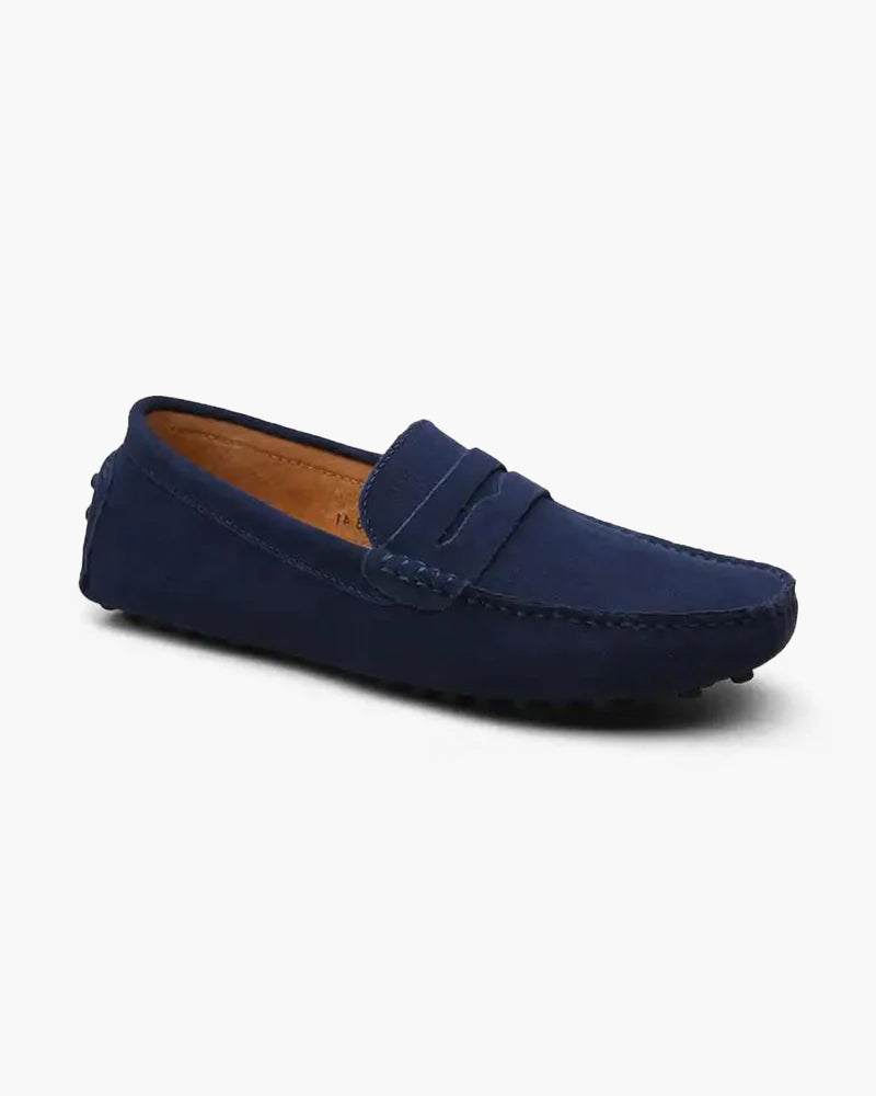 Pianizzo Toscana premium suede loafers in navy — handcrafted Italian luxury shoes for men
