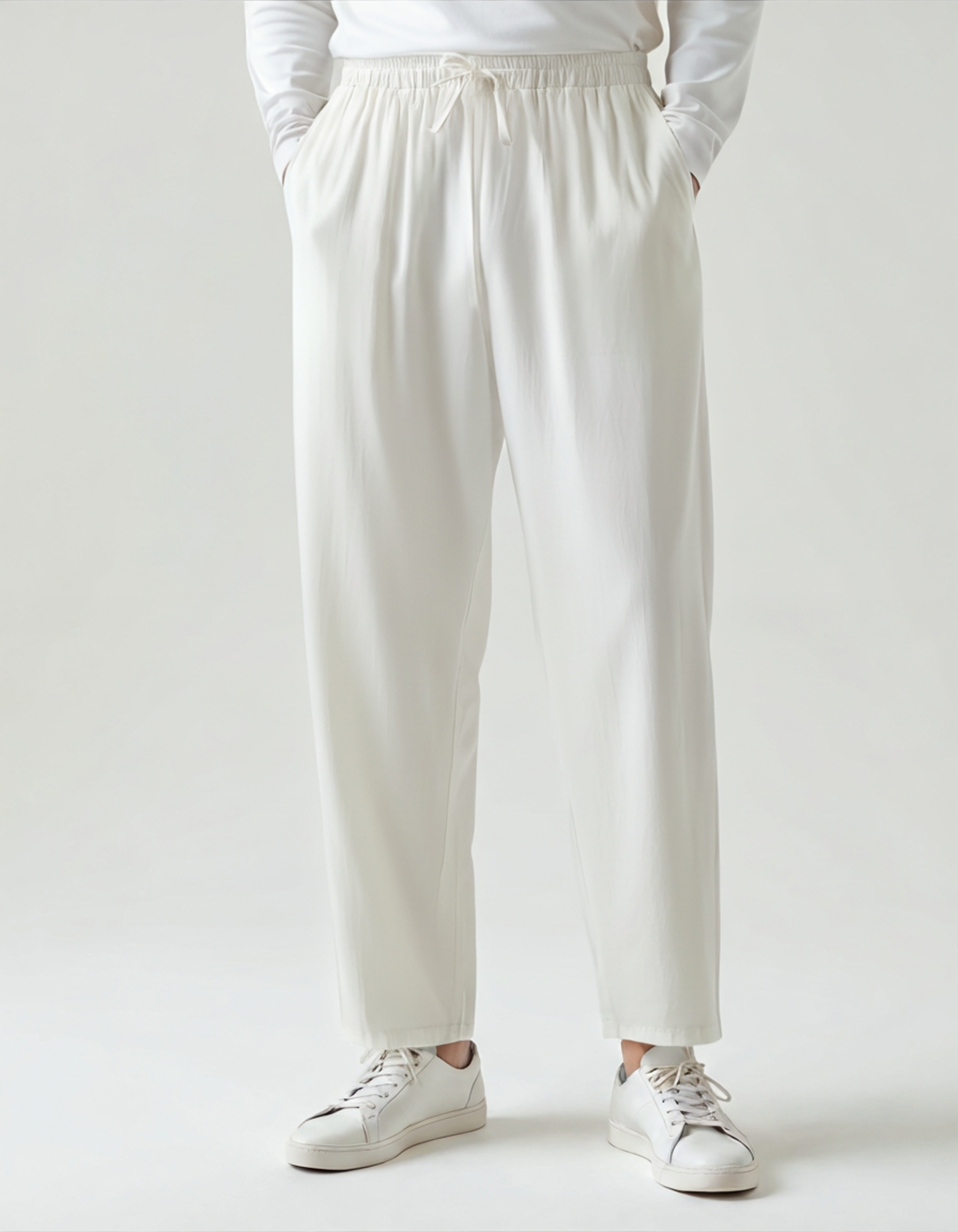Palermo Linen Trouser on-body view gray linen breathable travel wear