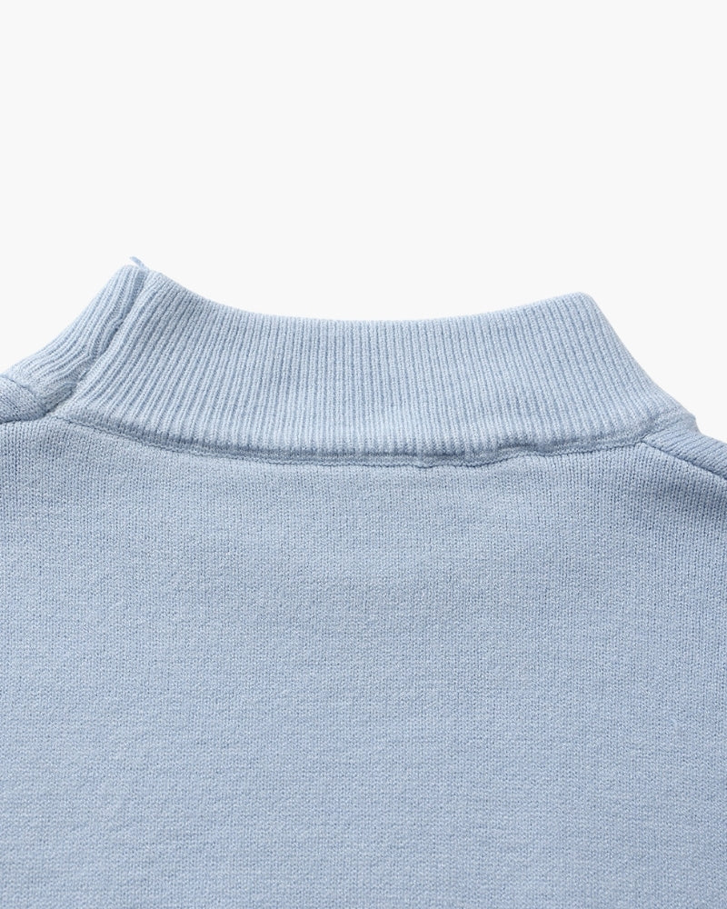 Essential Ribbed Mock Neck Sweater fabric detail beige knitwear Italian Design