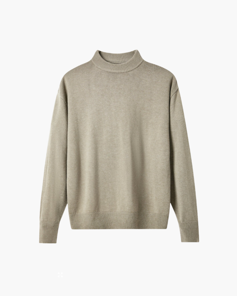 100% Premium Wool Turtleneck detail view beige premium wool Italian Design