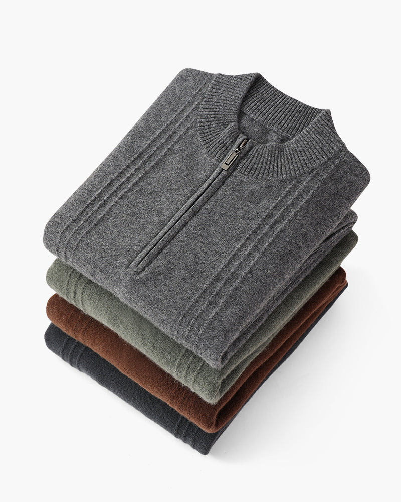 Foto do Suéter Ravello da Pianizzo em 100% cashmere com zíper integral e modelagem ajustada