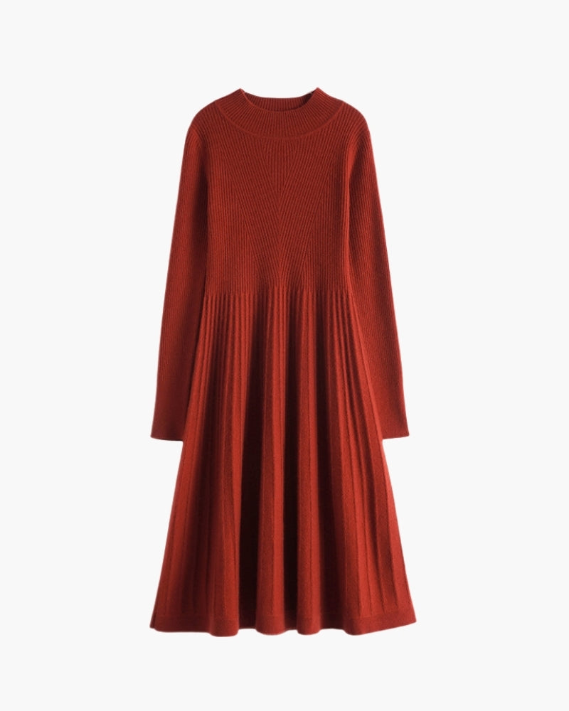 Pure Cashmere Flare Dress side profile beige cashmere Italian Design