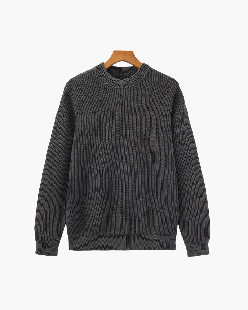 Rib Knit Crewneck editorial view beige top Italian Design