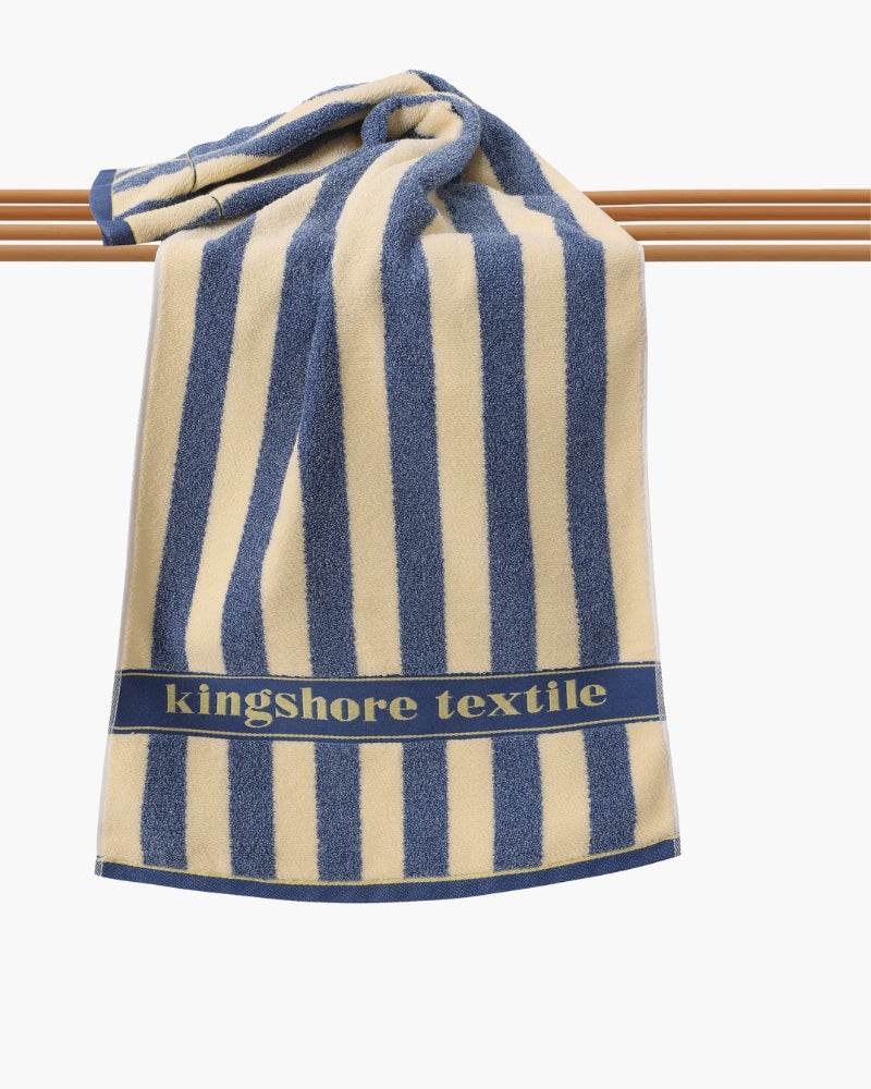 Coastal Stripe Hand Towel side profile navy home accessory Italian Design