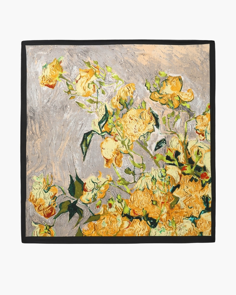 Old Money Impressionist Garden Scarf back view clementine bloom piece Italian Design