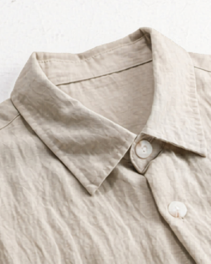 Portofino Overshirt side profile beige shirt Italian Design