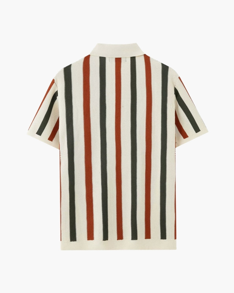 Resort Knit Stripe Polo detail view polo shirt Italian Design
