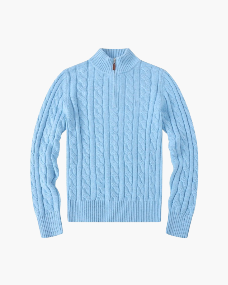 Women's Verbier Half Zip Sweater side profile gray knitwear Italian Design