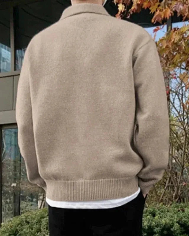 Trento Wool Sweater blue 100% wool half-zip front view clean minimal Pianizzo
