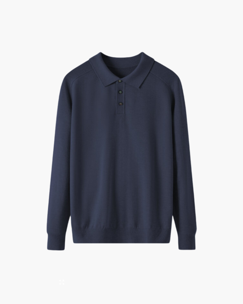 100% Premium Wool Polo back view gray premium wool Italian Design