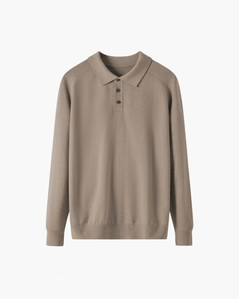 100% Premium Wool Polo styling view beige premium wool Italian Design