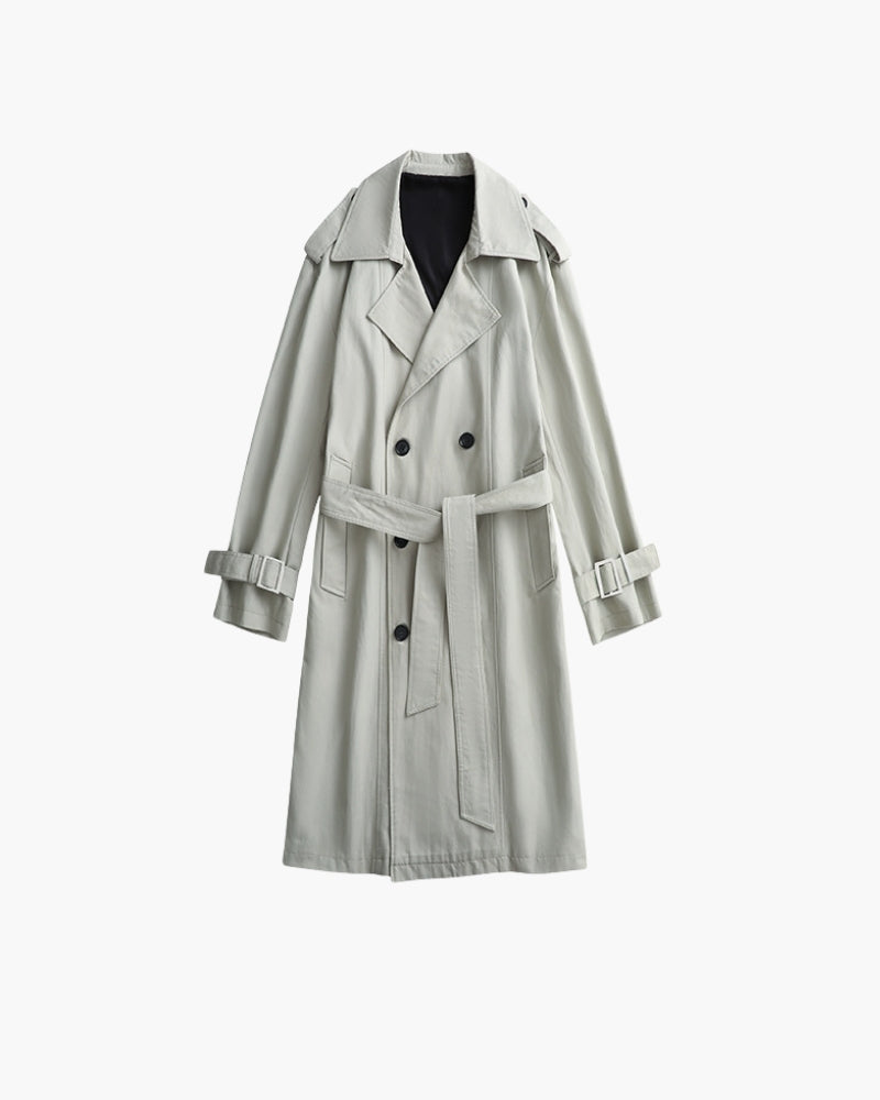 Classic Double-Breasted Trench Coat back view beige outerwear Italian Design