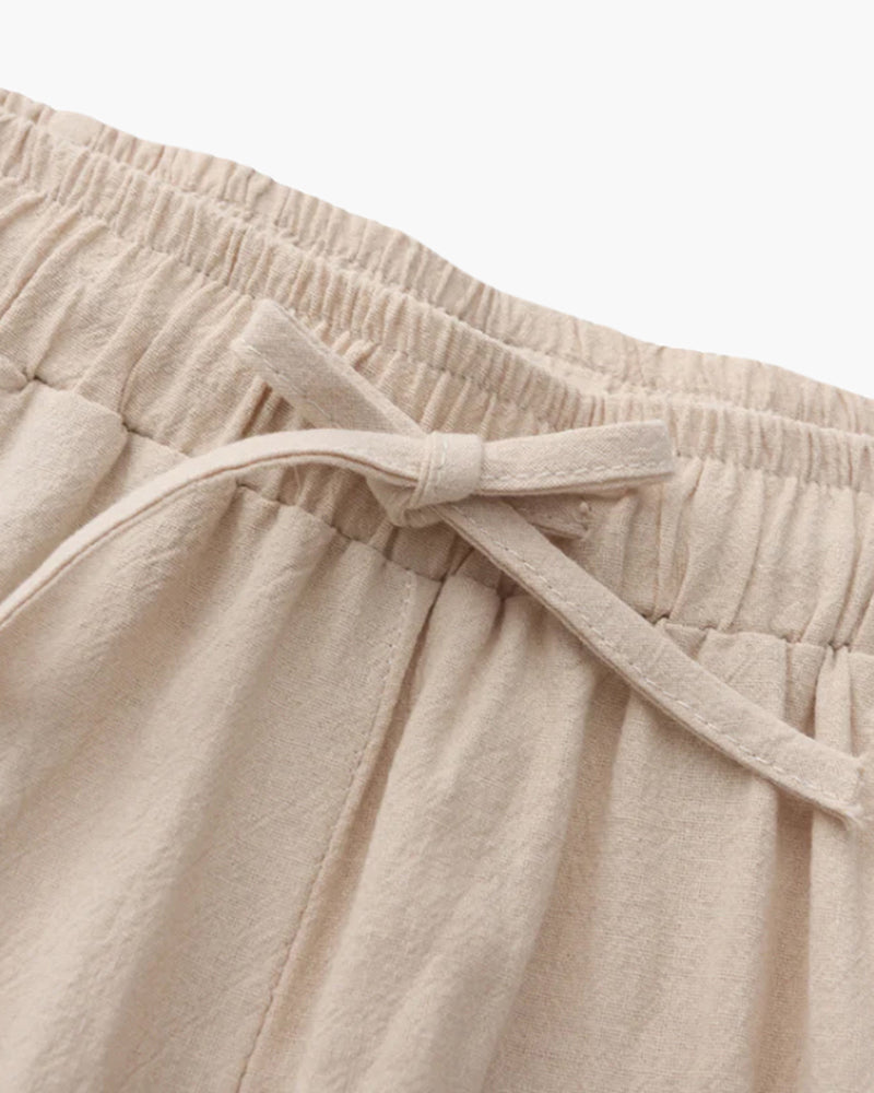 Palermo Linen Trouser on-body front view white linen smart casual styling