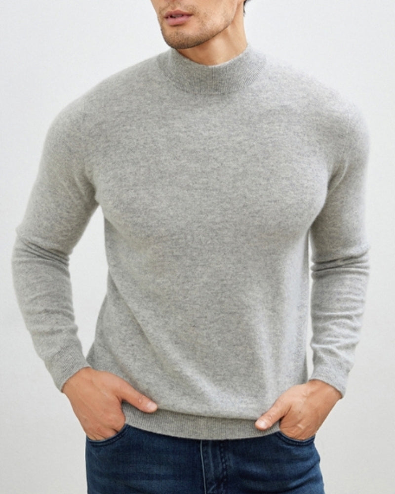 Parma Cashmere Turtleneck detail view turtleneck collar and sleeve cashmere texture
